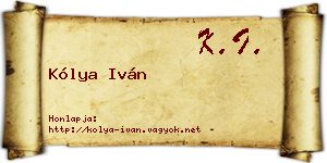 Kólya Iván névjegykártya